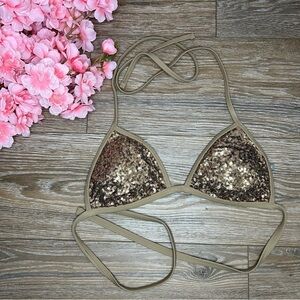 Gold sequin bikini top